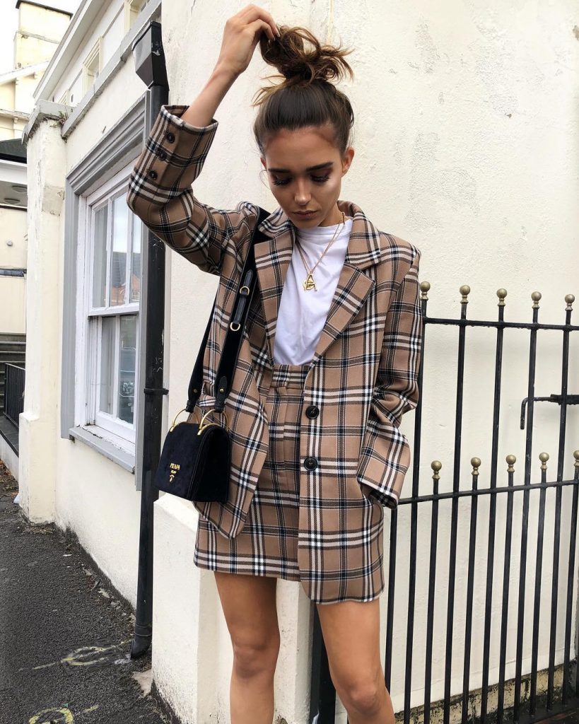 tartan blazer outfit