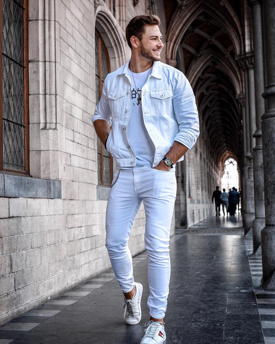 all white denim outfits