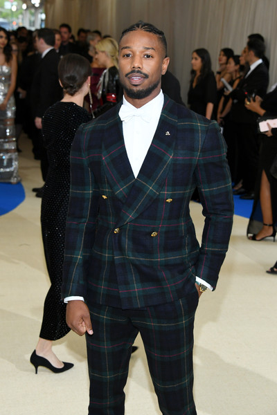 Michael B Jordan plaid suit