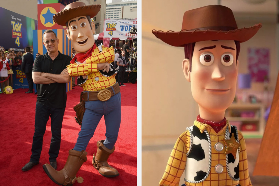 Tom Hanks on toy story 4 red carpet with woody