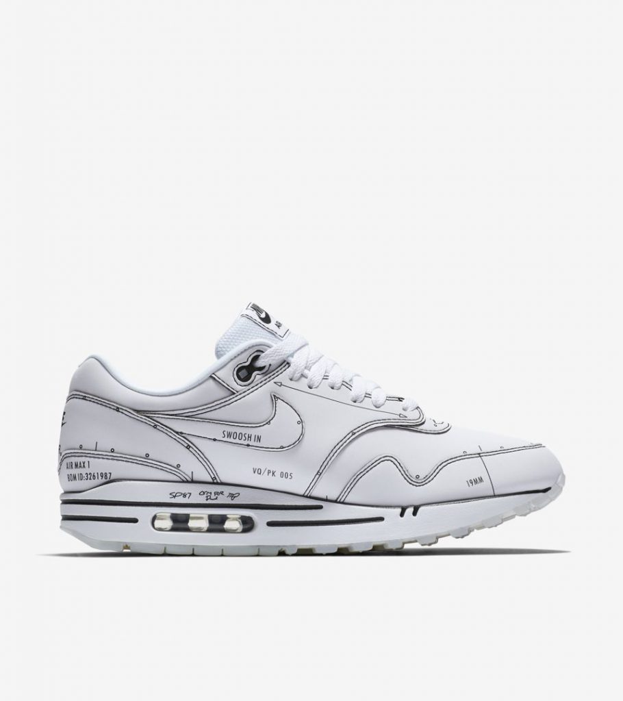 Nike-air-max-1-schematic-sneaker-on-a-white-background