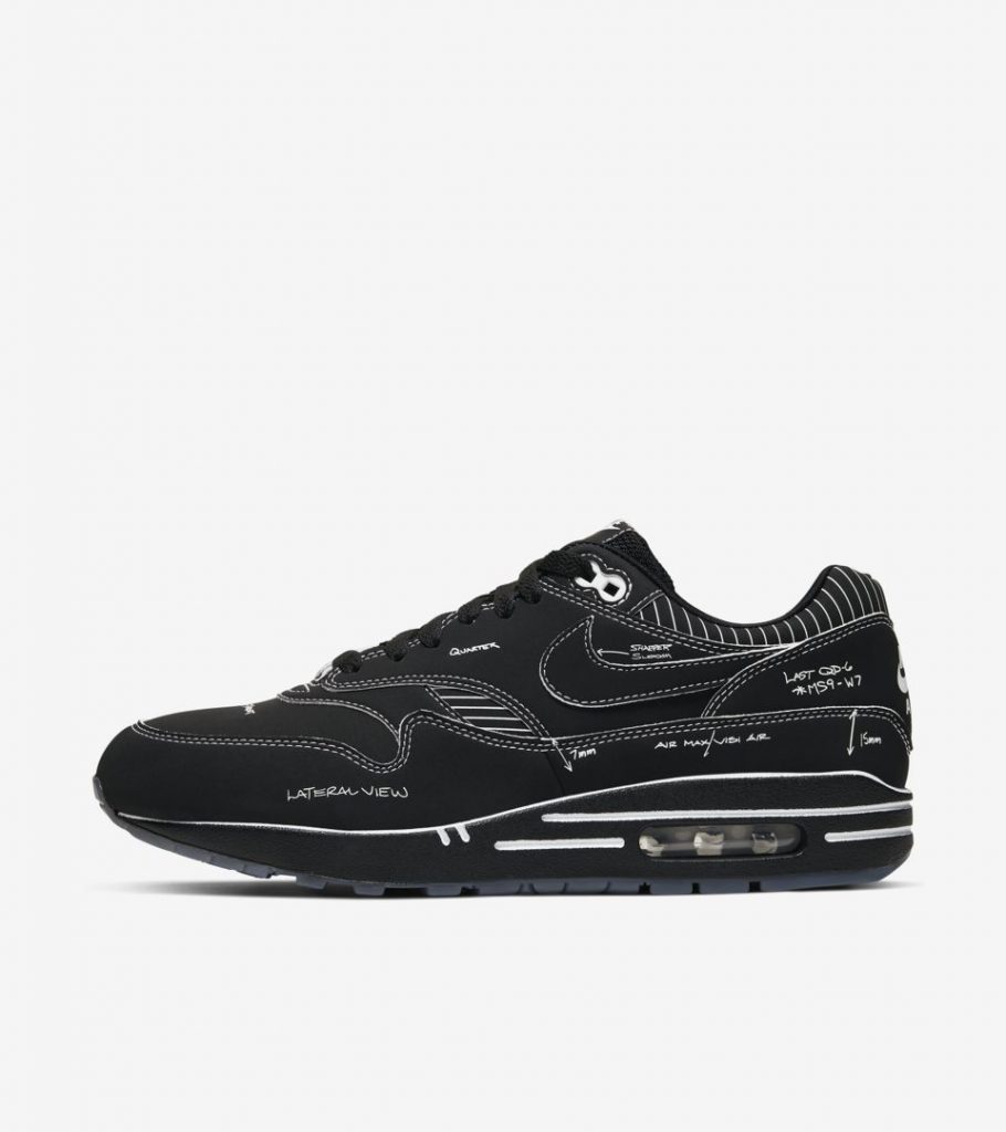 Nike-air-max-one-sketch-to-shelf-black-version-on-a-white-background