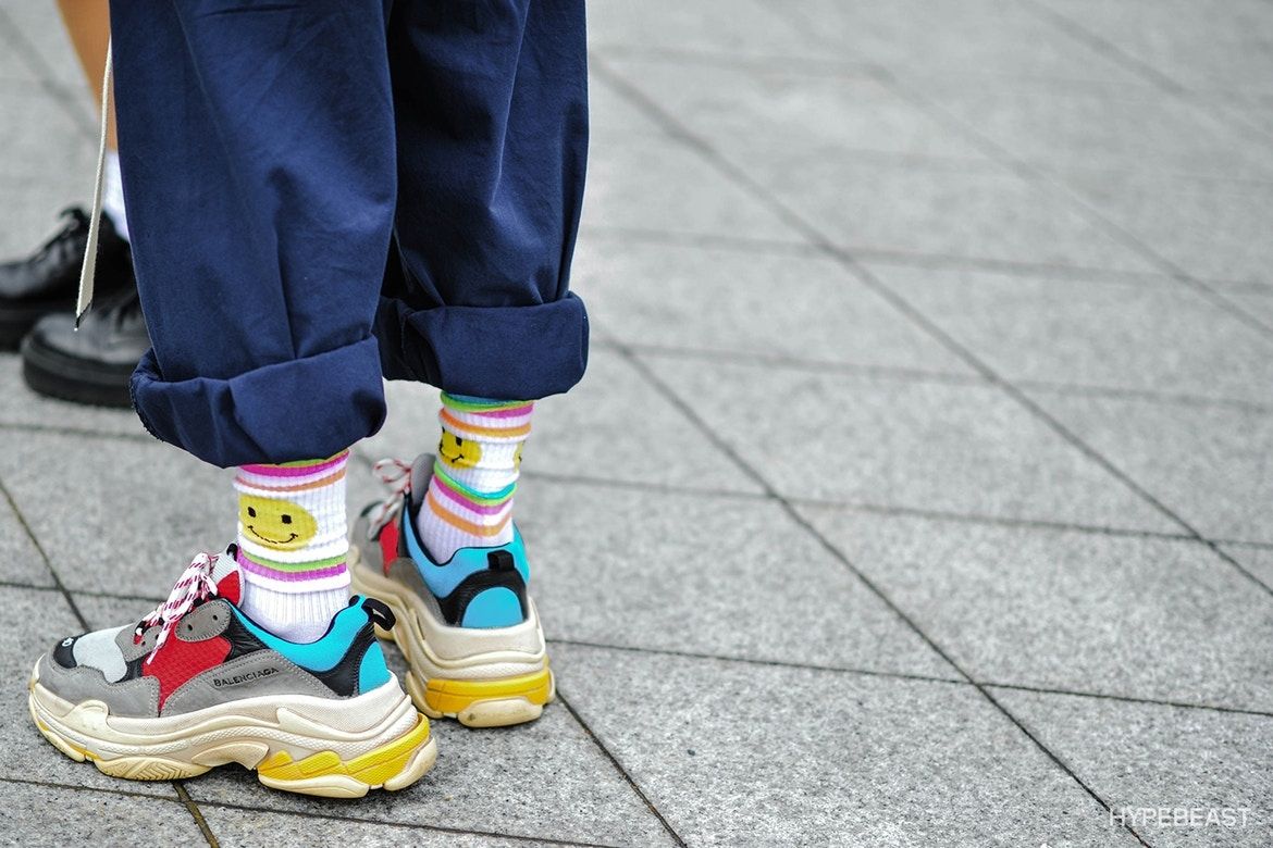 balenciaga triple s on foot