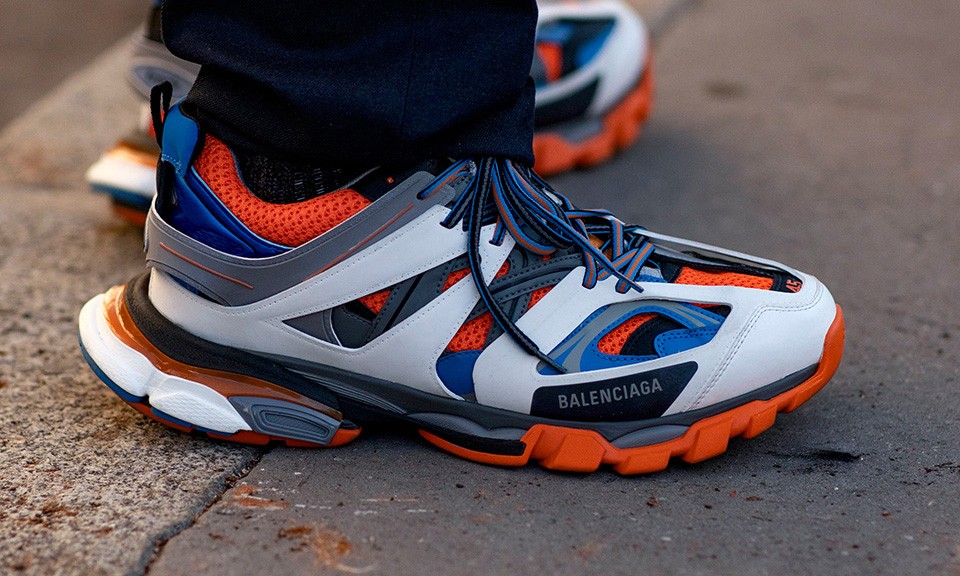 blue and orange balenciaga runners