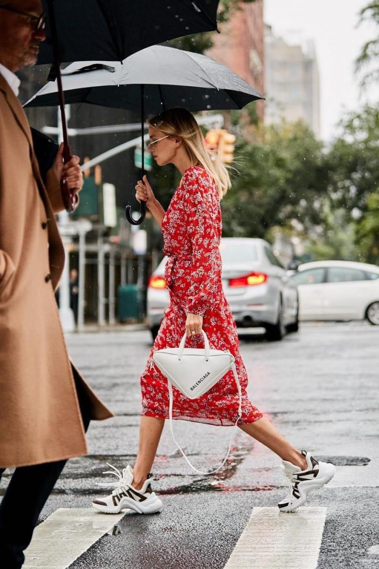 chunky sneakers with dress