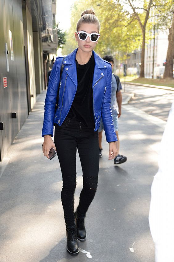 How to Rock a Blue Leather Jacket Outfit for Women - Leather Skin Shop