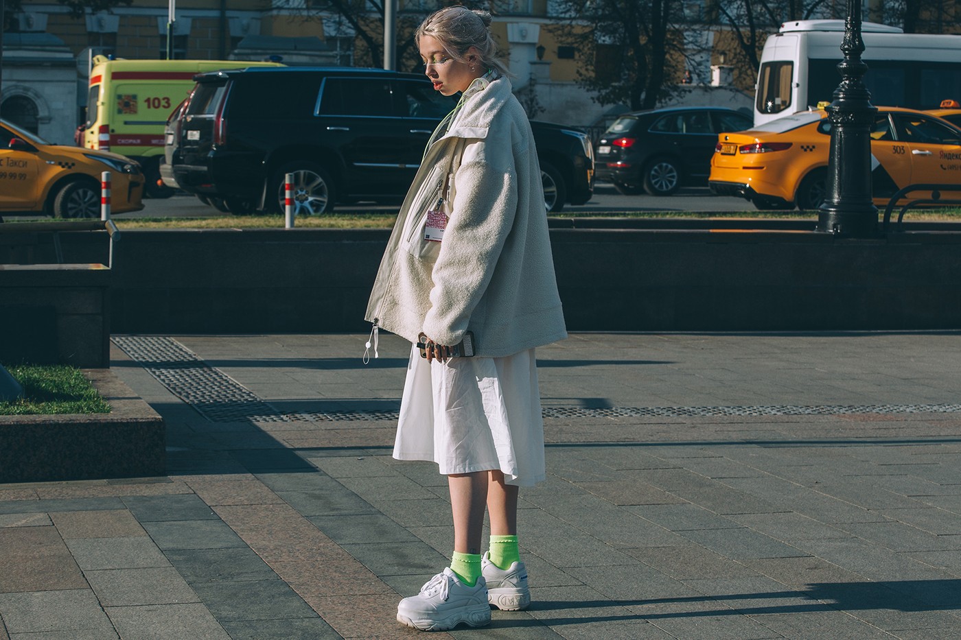 chunky sneakers with dress