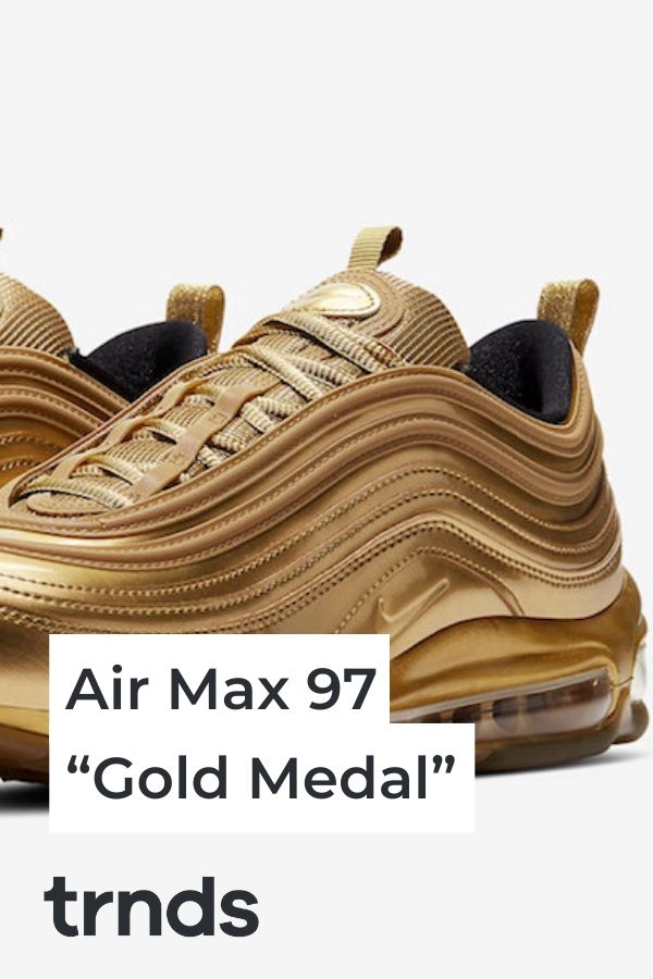 gold air max 97 on feet